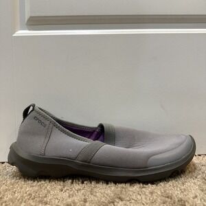 Crocs Shoes Womens Size 8 Gray Fabric Slip On Casual Lightweight Comfort Walking